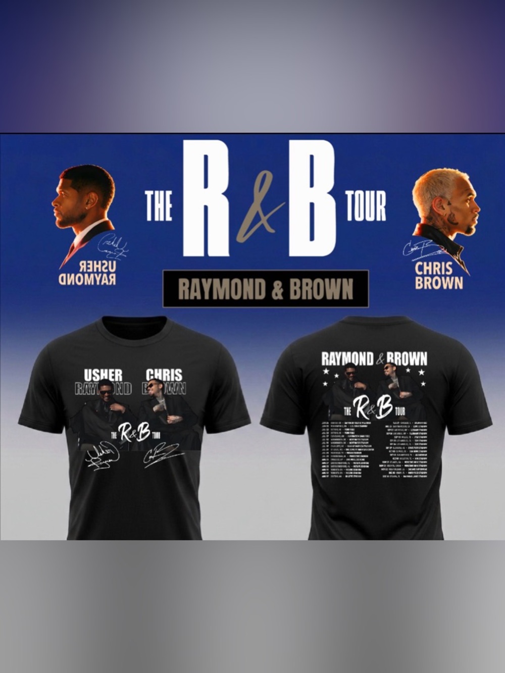 Usher x Chris Brown R&B Tour T shirt new Tour Dates Tee 2026 S-3XL